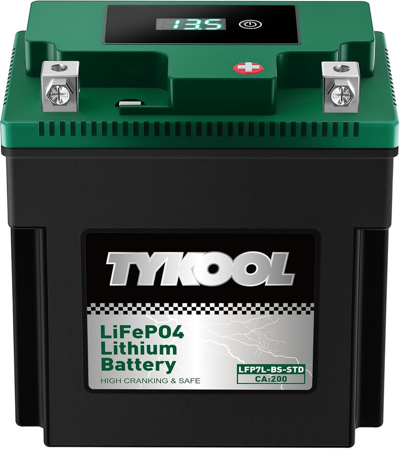 TYKOOL YTX7L-BS-STD 2X Cranking Amps,180CCA,Lithium Iron Phosphate Motorcycle Battery,Digital Readout,Comptitable for Honda,Suzuki Motorycle, Kawasaki ATV, Predator 3500 Generator battery - Image 1